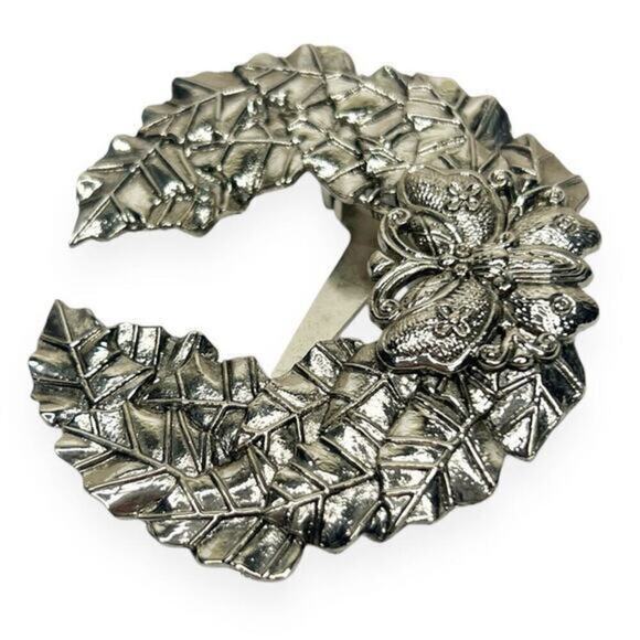 Vintage Neiman Marcus Sylvia Dahl Butterfly in Crown Laurel Scarf Clip Brooch - Picture 6 of 10